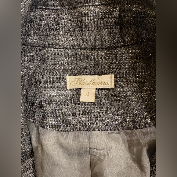 Shoshanna blazer jacket tweed  gray silver sz 4 - Picture 4 of 8